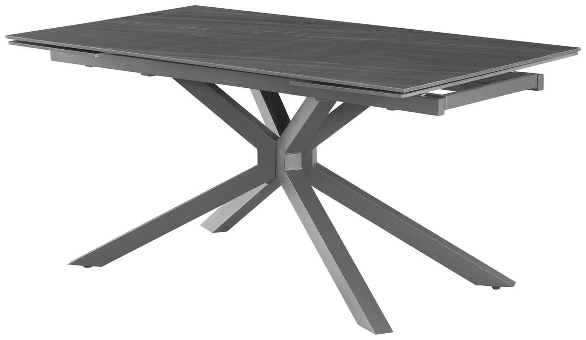 Ausziehtisch Lorenzo Keramik Dunkelgrau B:160-240cm - Dunkelgrau/Grau, KONVENTIONELL, Keramik/Metall (160-240/75/90cm) - MID.YOU