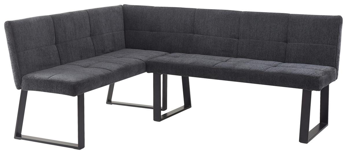 Eckbank Rico Dunkelgrau, Schenkel 152x191cm - Dunkelgrau/Schwarz, LIFESTYLE, Textil/Metall (152/191cm) - MID.YOU