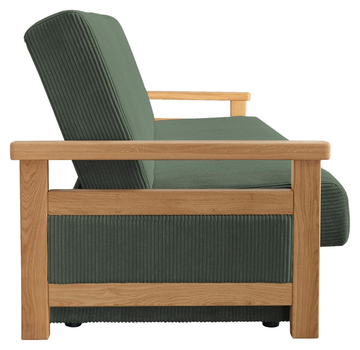 Schlafsofa Malaga Dunkelgrün B: 220cm - Dunkelgrün/Naturfarben, Design, Holz/Textil (220/90/90cm) - P & B