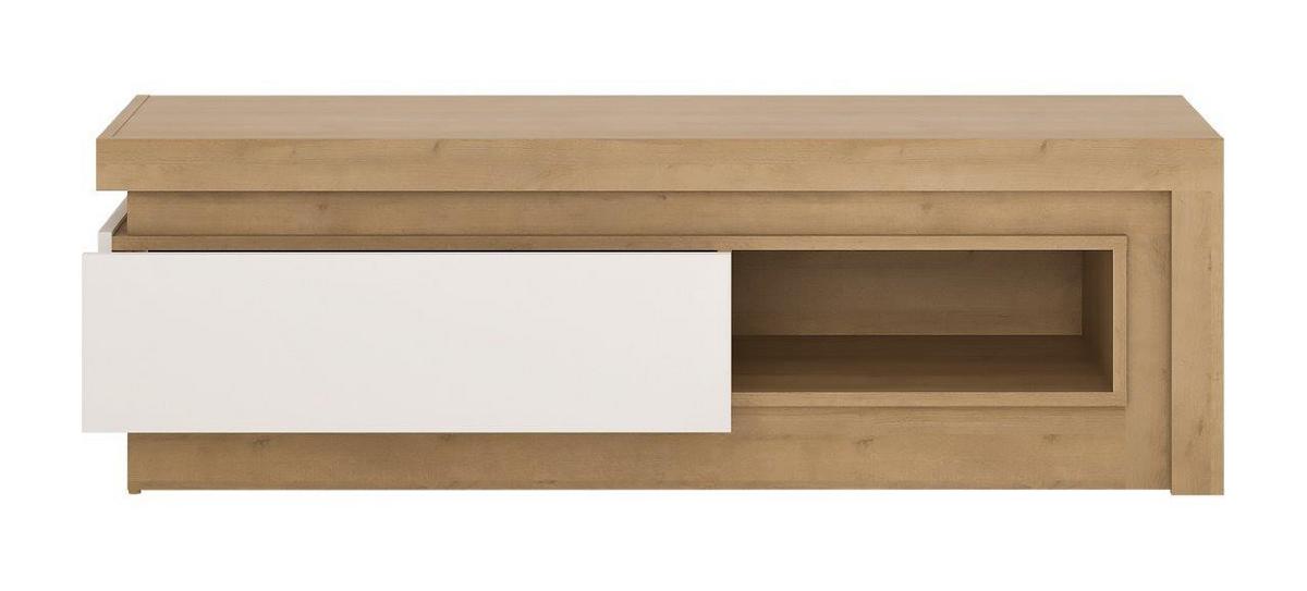 Tv-elem Lyon Hell 130/42cm - tölgyfa/magasfényű fehér, Trend, faalapú anyag (130/41,7/42cm)