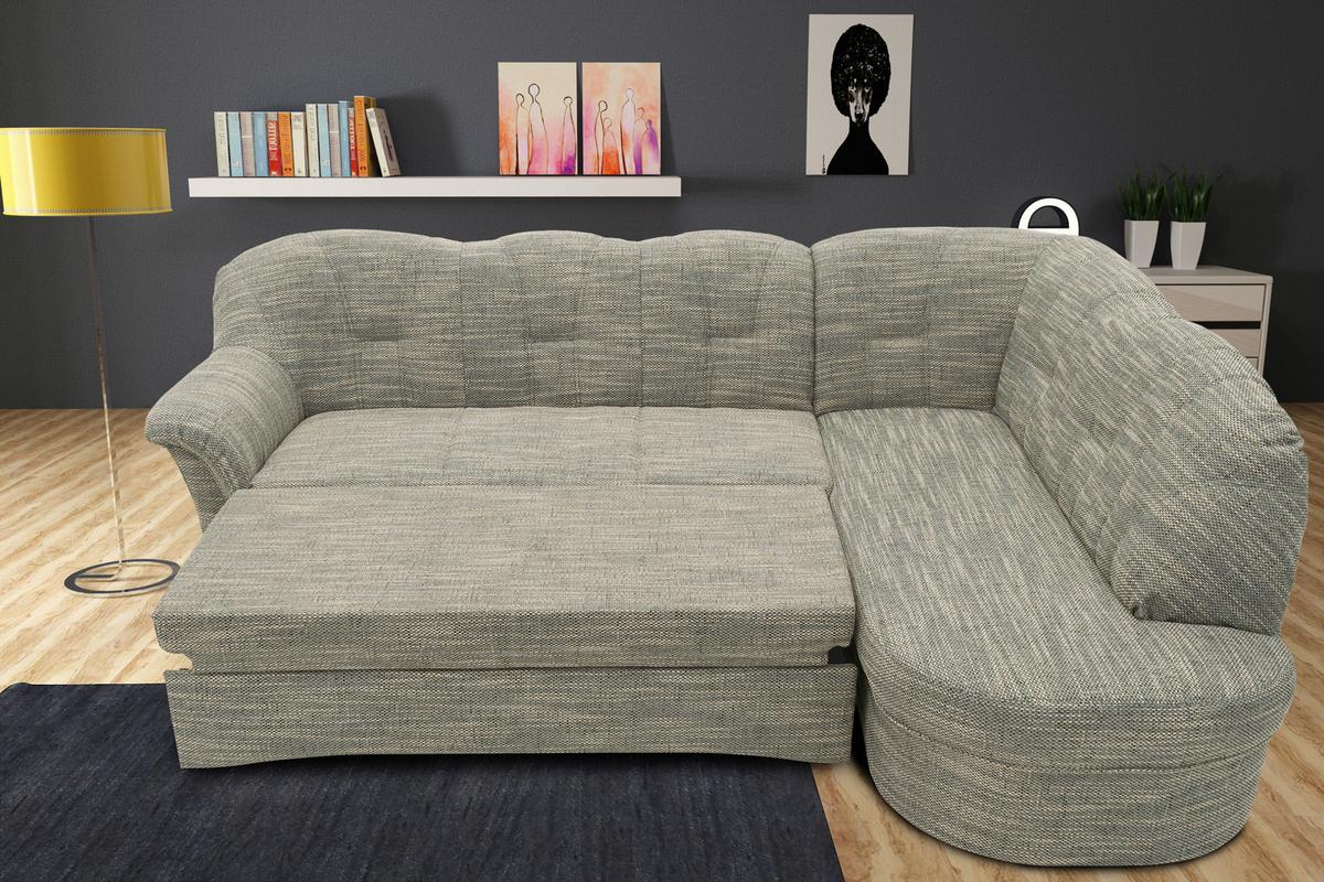 Ecksofa Papenburg Rücken Echt Grau/weiß - Schwarz/Weiß, KONVENTIONELL, Textil (243/180cm) - MID.YOU