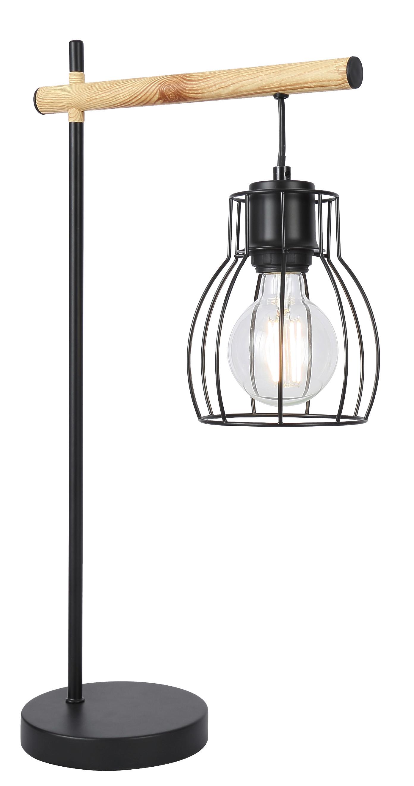 Tischleuchte 41-80059 - Schwarz, Natur, Metall (15/29/55cm)