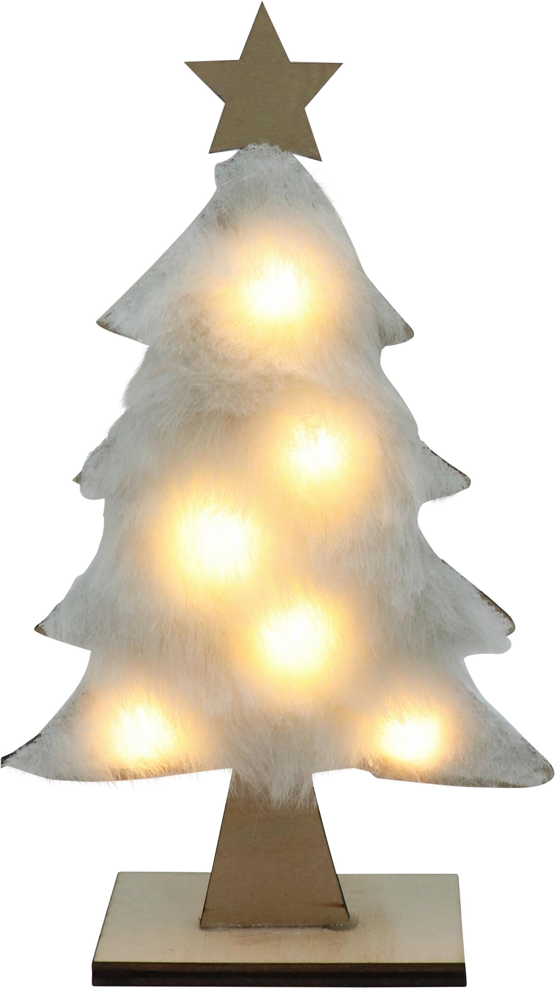 LED-Dekoleuchte Fayette Christbaum-Design - Nussbaumfarben/Weiß, ROMANTIK / LANDHAUS, Holz (11/19,5cm) - James Wood