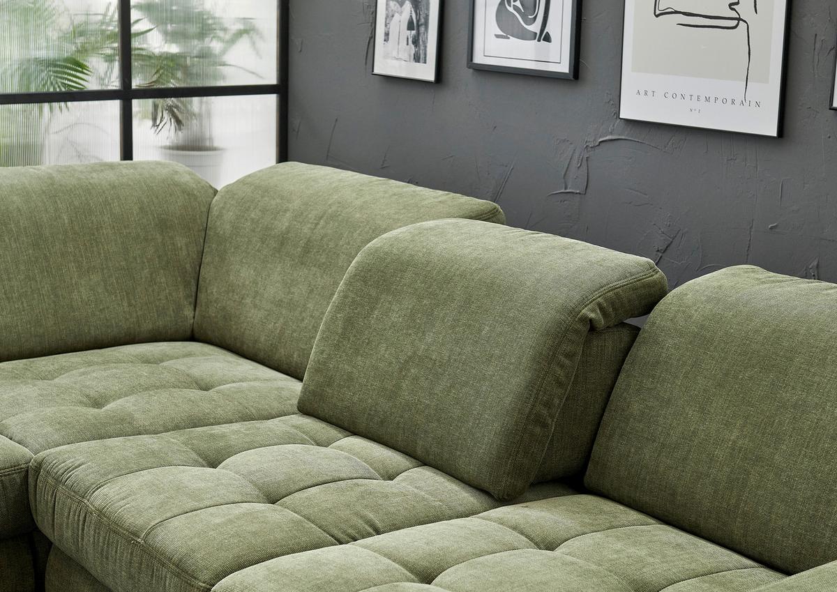 Rohová sedačka GULL, levá, světle zelená - barvy stříbra/světle zelená, Moderní, kov/textil (246/272cm)