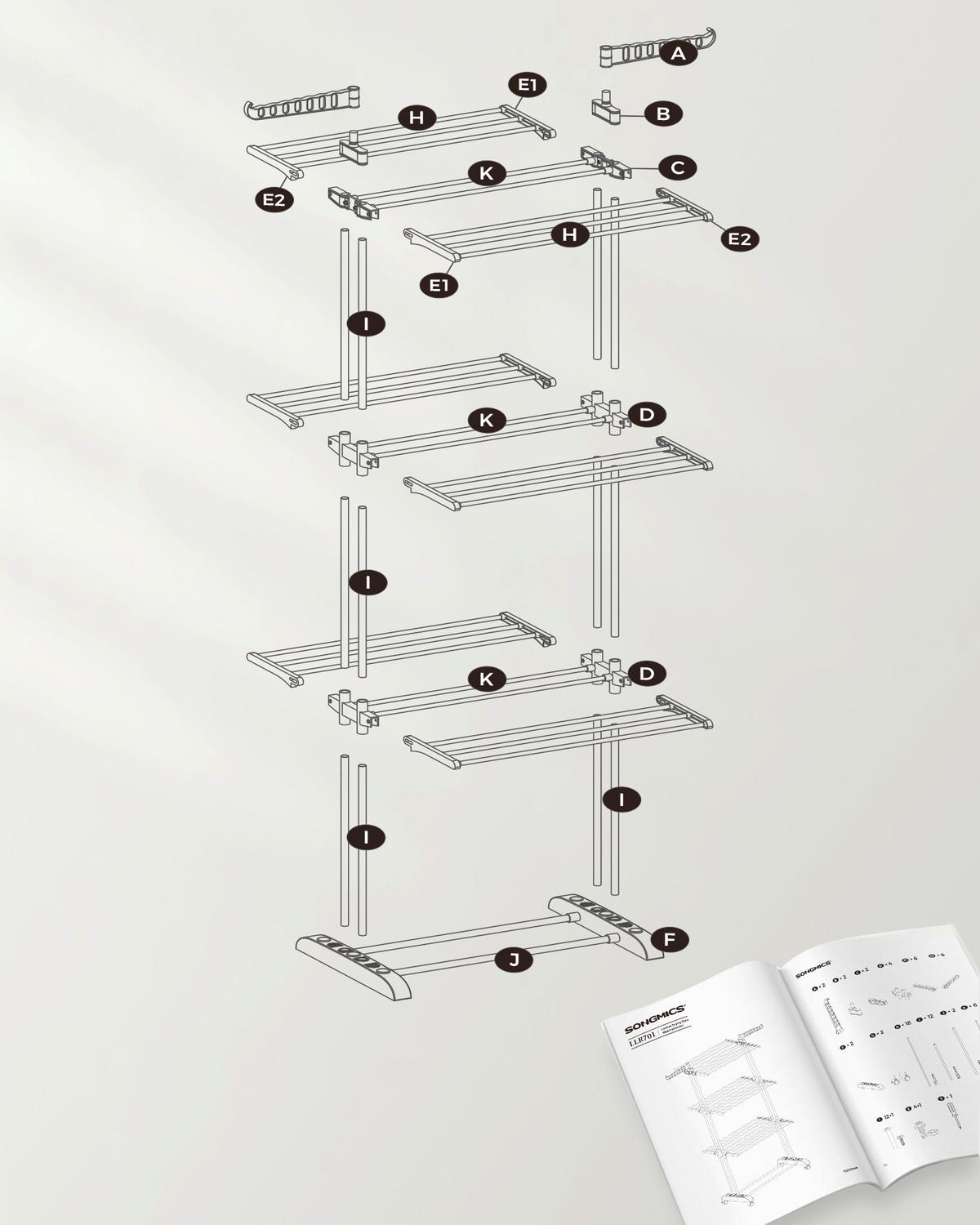 Wäschetrockner Grau B: 76 Cm - Grau, Basics, Kunststoff/Metall (76/173/49cm)