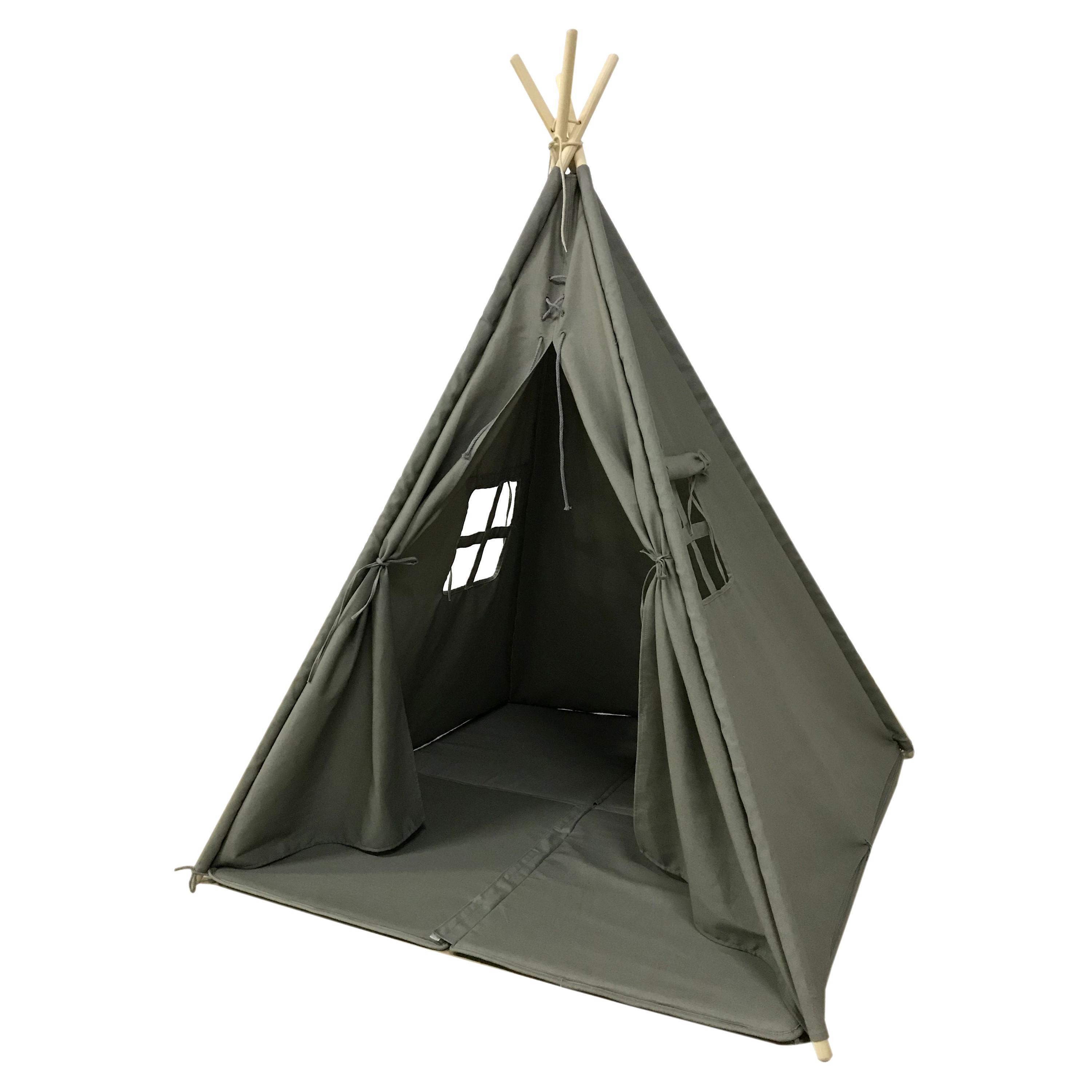 Spielzelt Tipi mit Fenster Grau Sunny - Grau, LIFESTYLE, Textil (120/159,/120cm) - Ambia Garden
