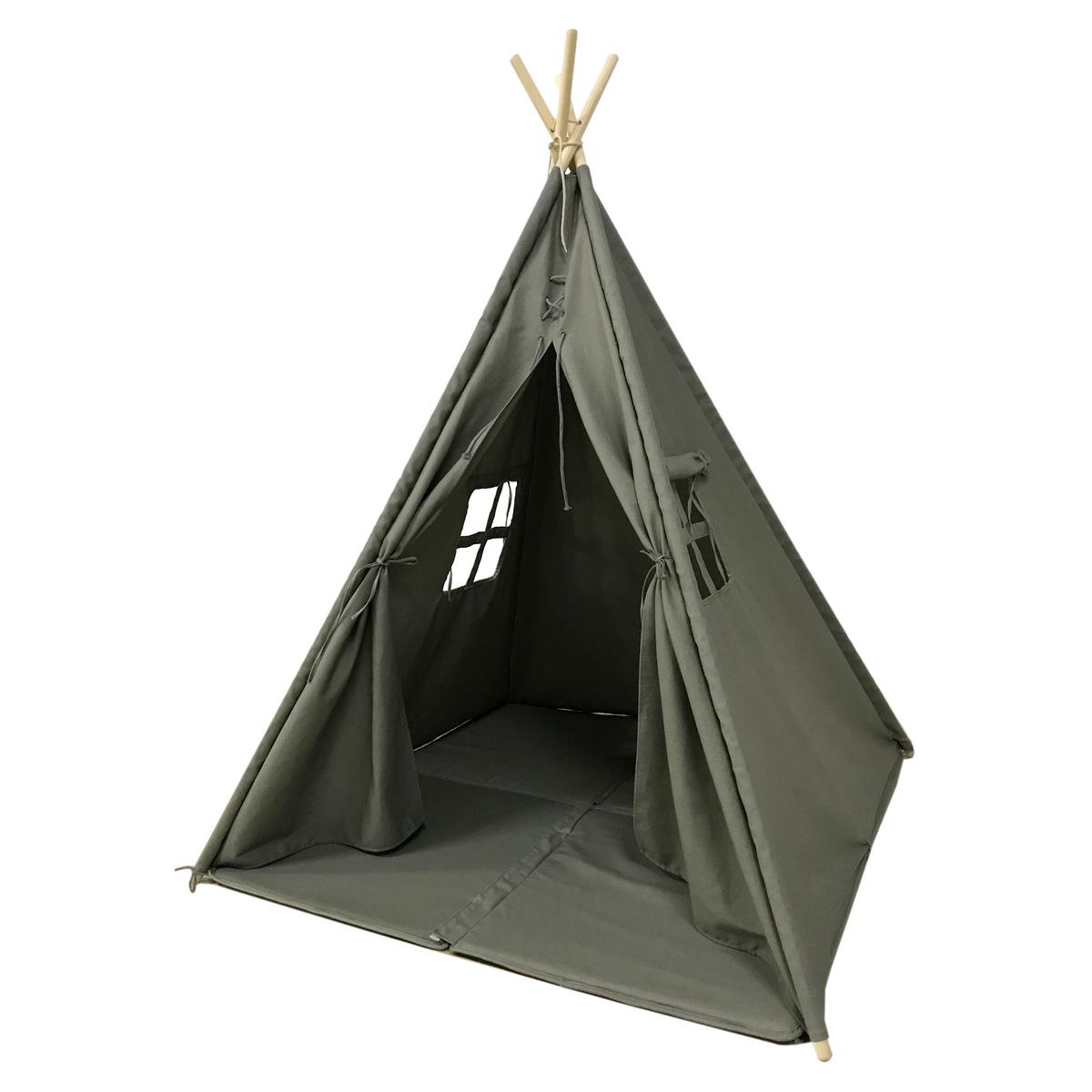 Spielzelt Tipi Mit Fenster Grau Sunny - Grau, LIFESTYLE, Textil (120/159,/120cm) - Ambia Garden