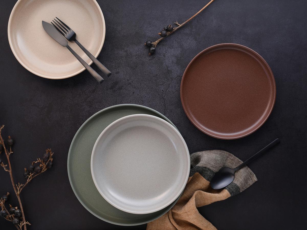 Jedálenský servis UNO NATURAL, 12-dielny - viacfarebná, Konventionell, keramika - Creatable