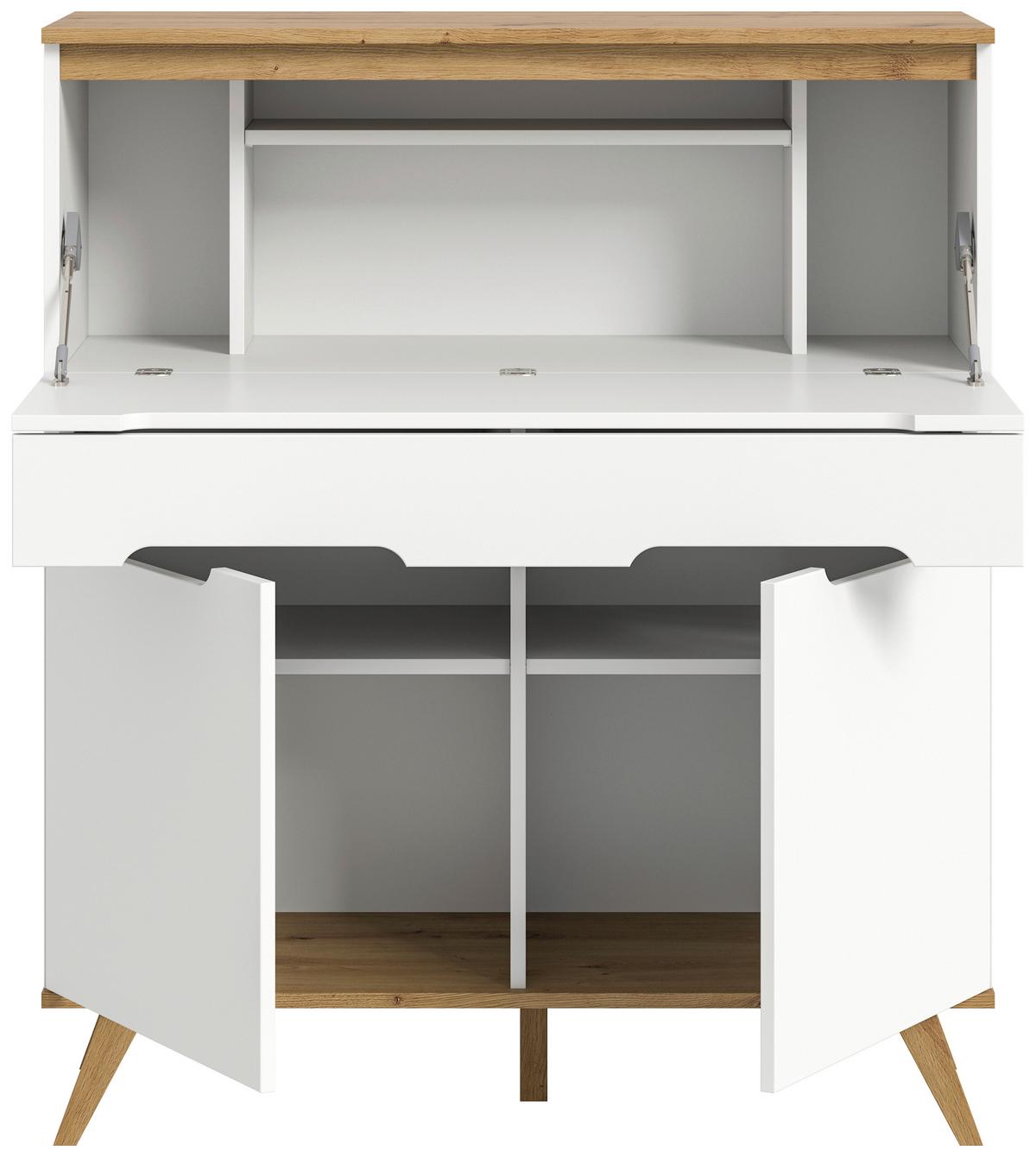 Sekretär Stockholm Eichefarben/Weiß B: 100 cm - Eichefarben/Weiß, Design, Holzwerkstoff (100/118/40cm) - MID.YOU