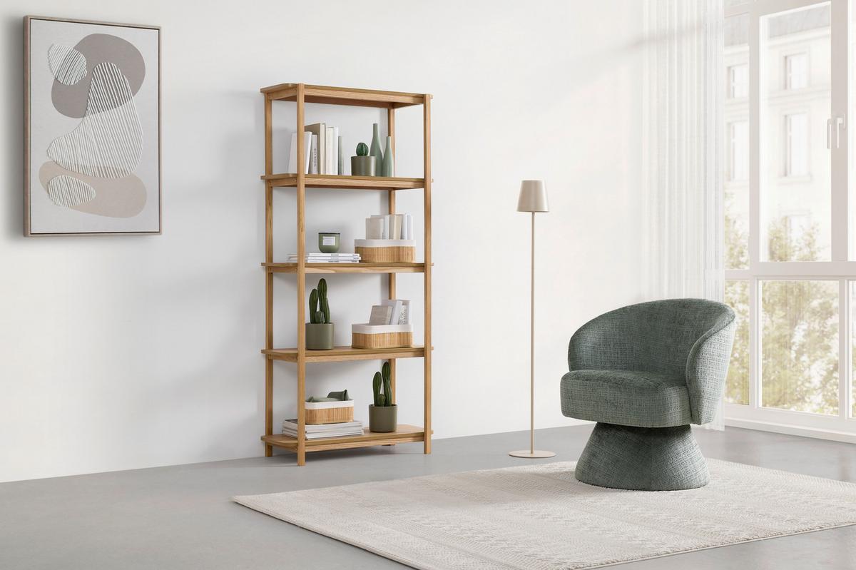 REGÁL KAVOK -EXKLUSIV- - farba jaseňa/prírodná farba, Natur, drevo/kompozitné drevo (80/170/35cm) - Premium Living