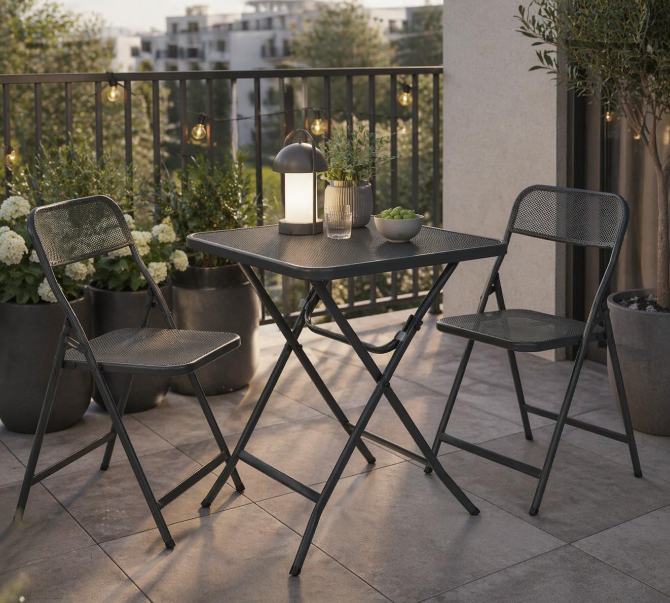 Gartenmöbelset 3-Teilig. schwarz - Schwarz, Basics, Metall (60/72/60cm)