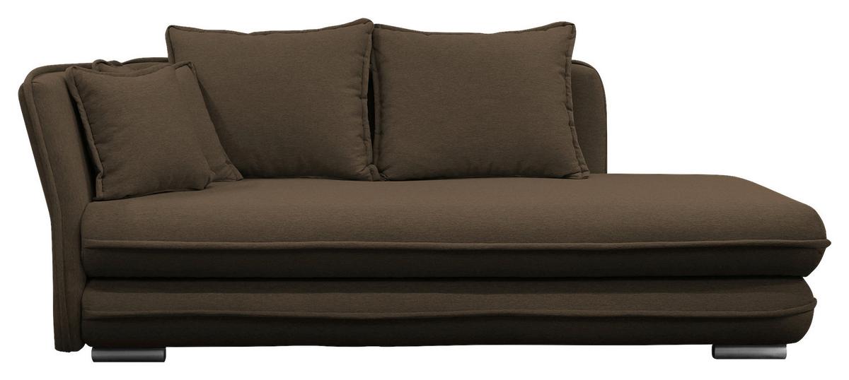 Liege Latte Braun Inkl. Bettkasten Ottomane Links - Silberfarben/Braun, Design, Textil (107/84/99/224cm) - MID.YOU