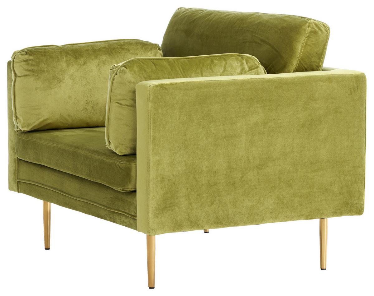 Sessel Boom - Goldfarben/Grün, Design, Textil/Metall (110/84/86cm) - Livetastic