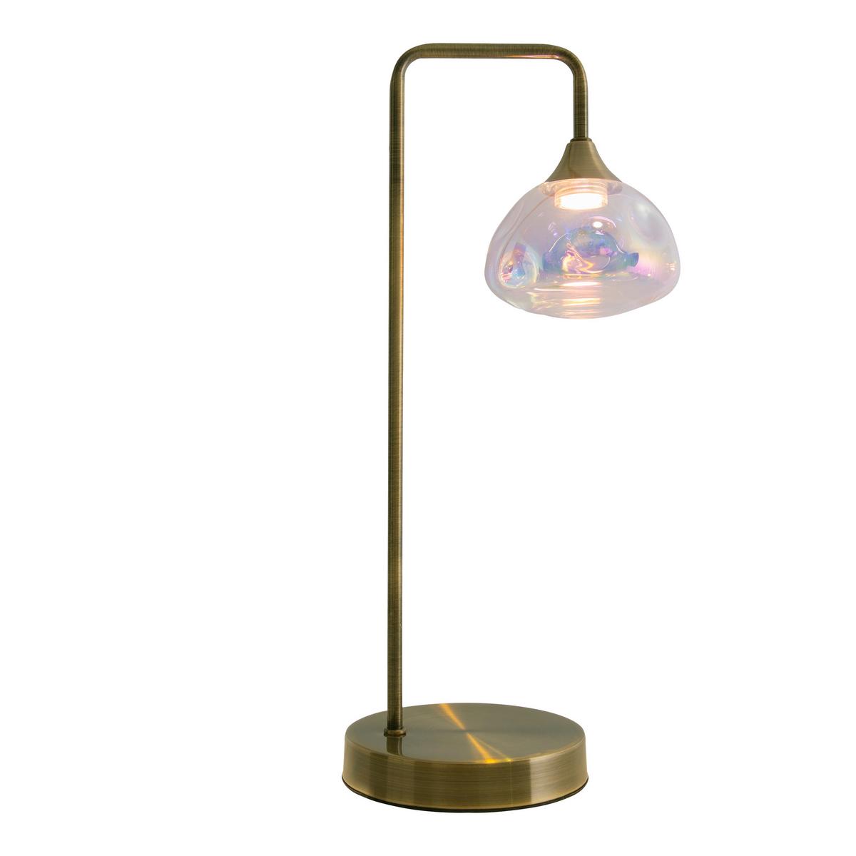 Tischlampe Messingfarben Vintage Style - Messingfarben, Design, Glas/Metall (17,5/45cm) - Näve