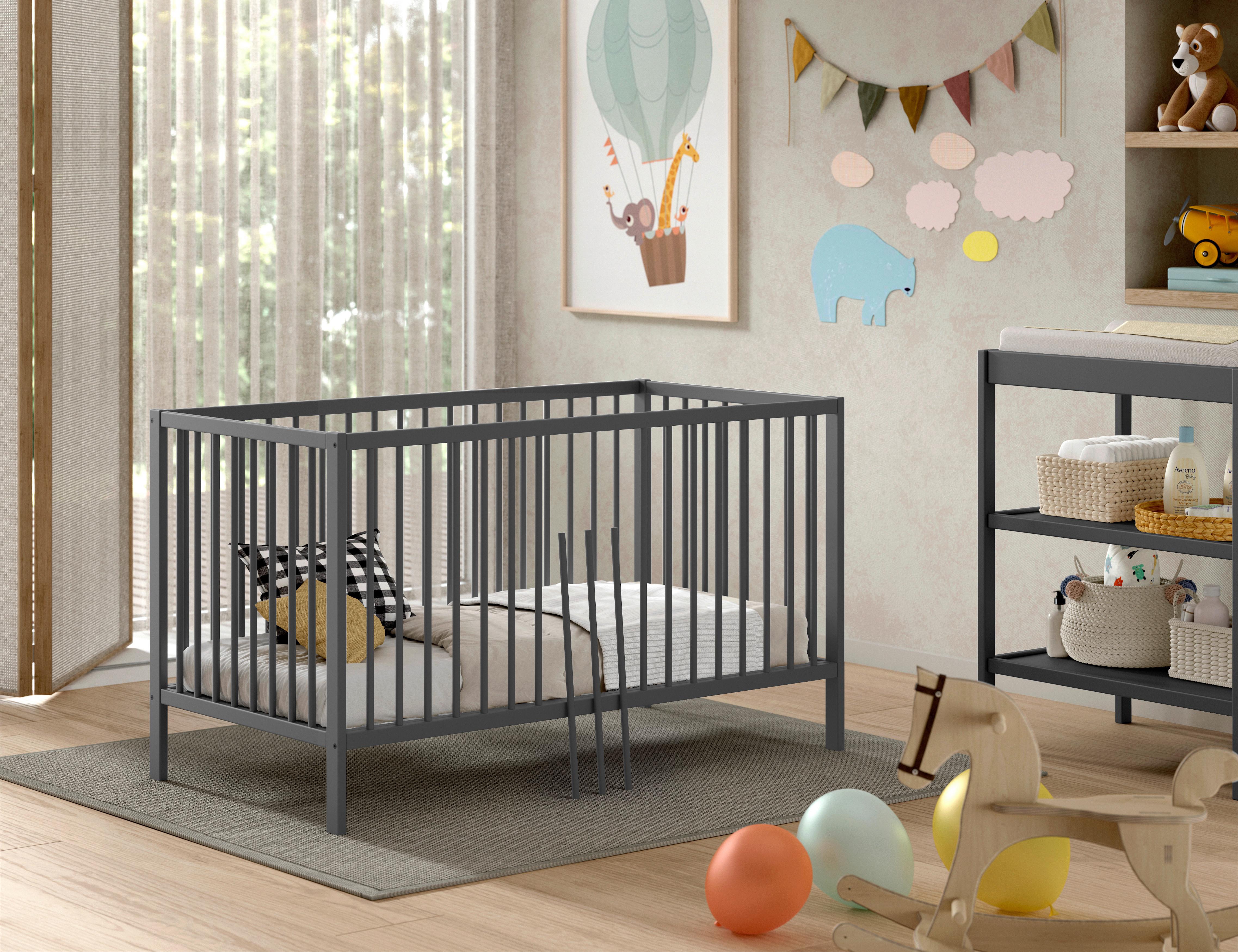 Kinder-/Juniorbett Dino - Anthrazit, MODERN, Holz (70/140cm) - MID.YOU
