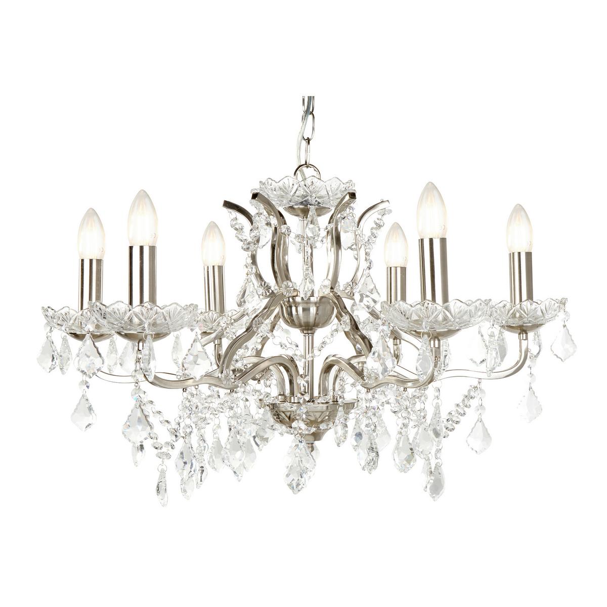 Kristall-hängeleuchte 8736-6ss Paris 6lt Chandelier - Klar/Silberfarben, Basics, Glas/Metall (70/125/70cm)