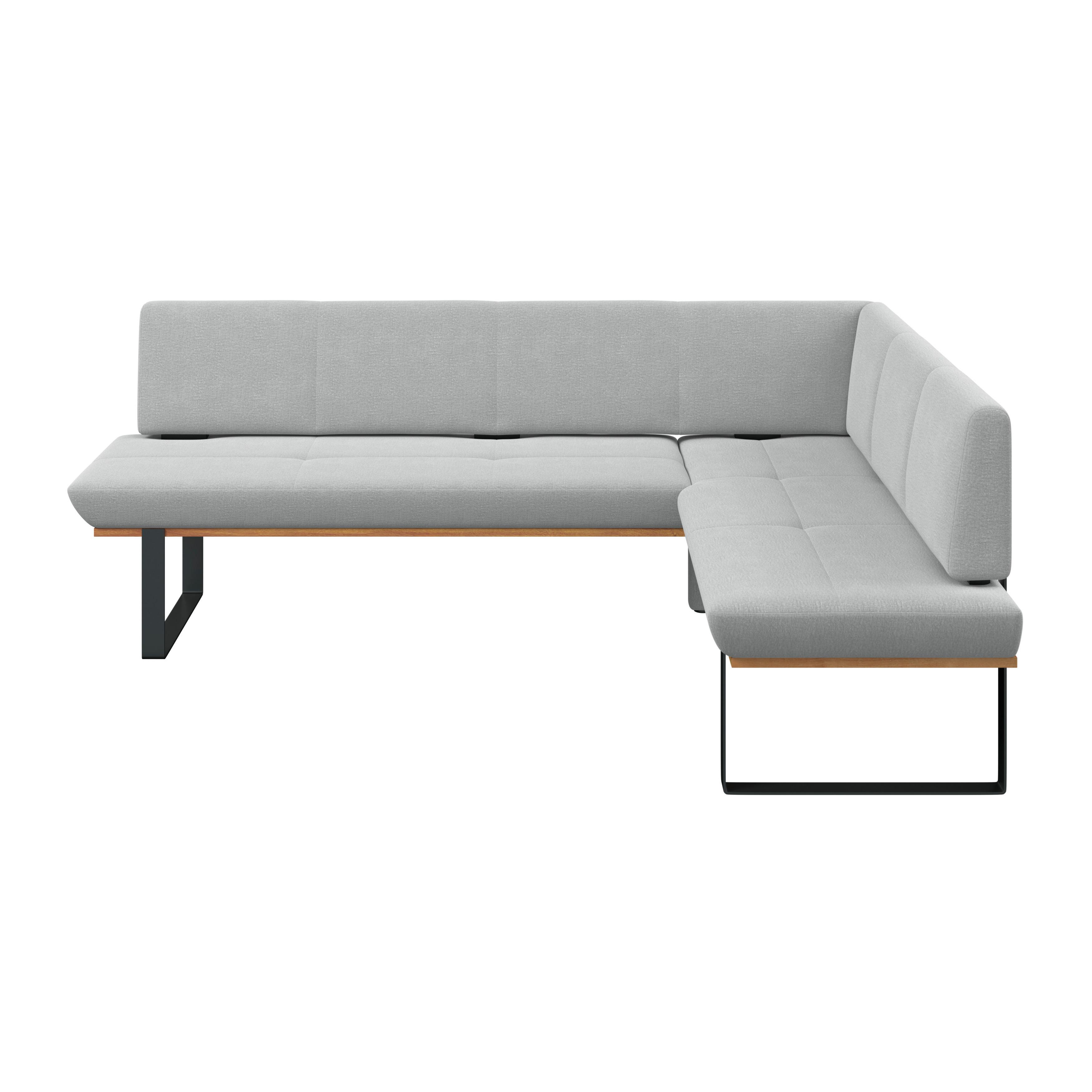 Eckbank Tristan Webstoff hellgrau,S:245x195cm - Hellgrau/Schwarz, MODERN, Holz/Textil (245/195cm) - James Wood