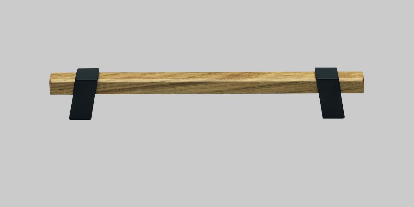 Holz-metallgriff Eiche/schwarz Griffe - Eichefarben/Schwarz, MODERN, Holz/Metall - Vertico