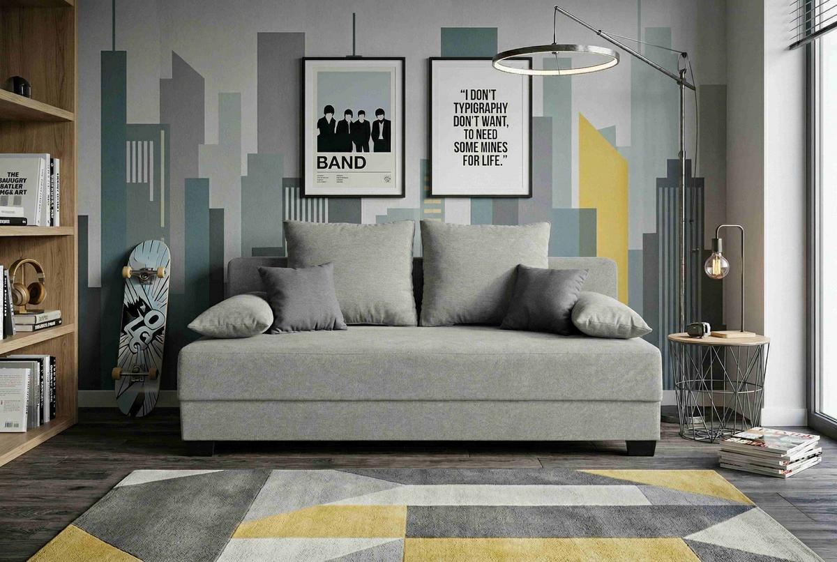 SCHLAFSOFA Grau 200 cm - Schwarz/Rosa, Design, Holzwerkstoff/Textil (200/90/110cm) - P & B