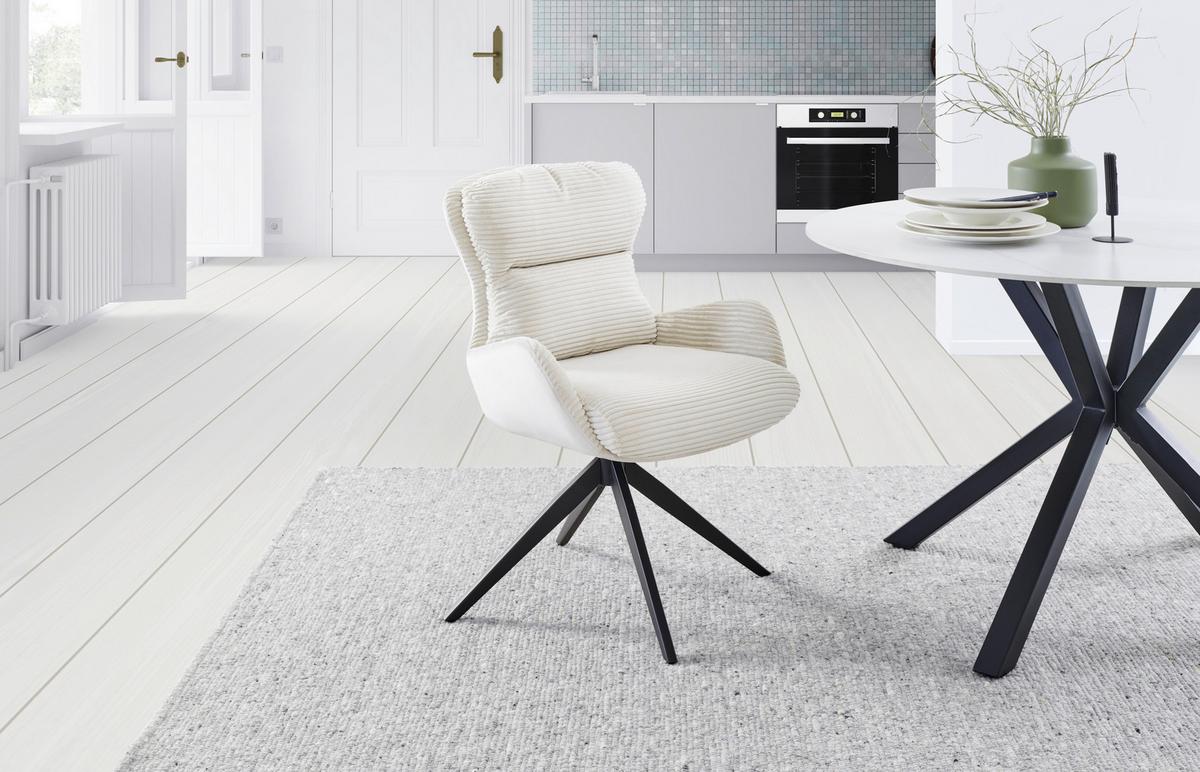 Armlehnstuhl-set Vanja - Beige/Schwarz, LIFESTYLE, Textil/Metall (58/88/68cm) - MID.YOU