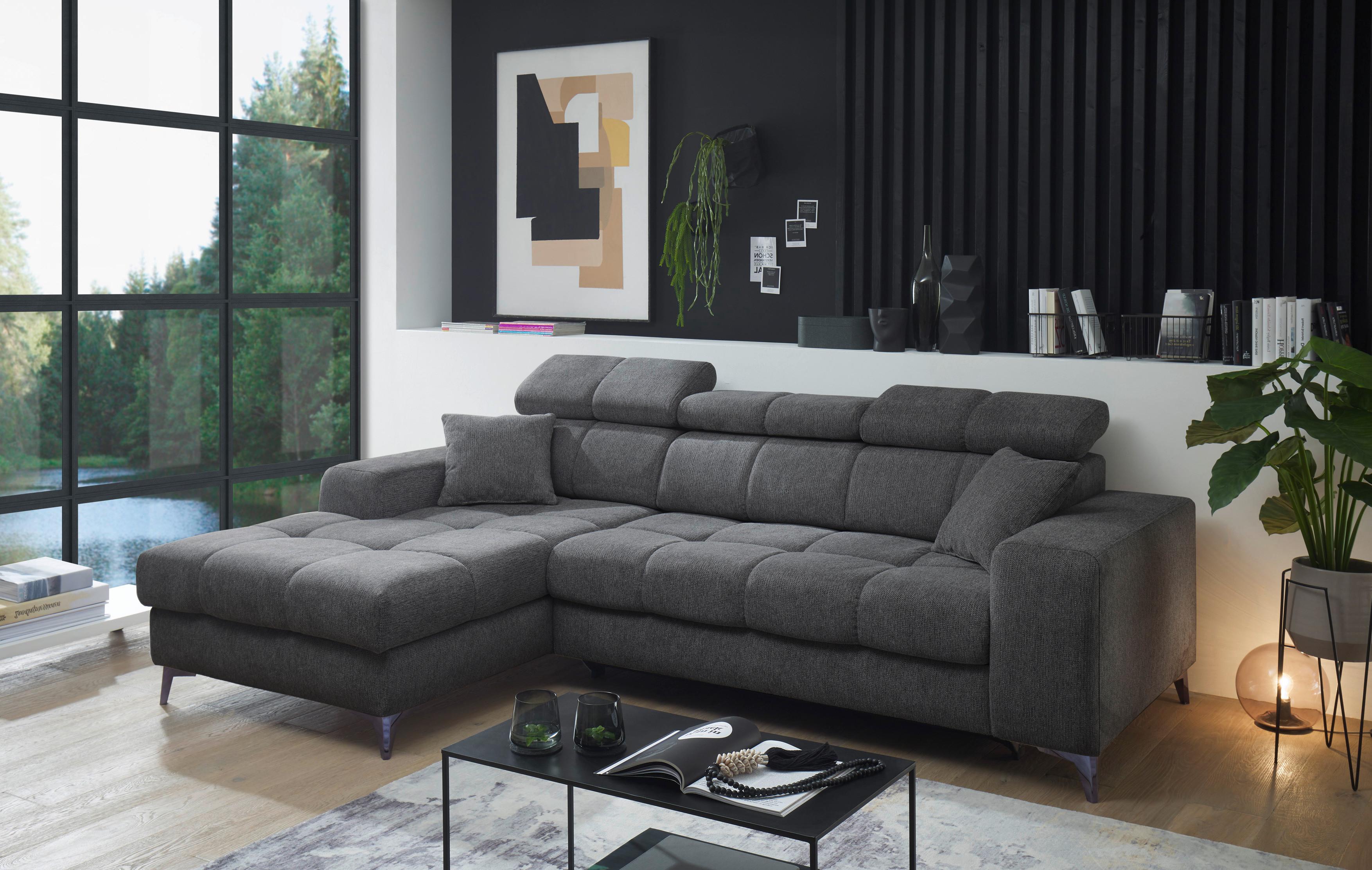 Ecksofa Sydney Anthrazit S: 172/268 cm - Anthrazit/Schwarz, KONVENTIONELL, Textil (172/268cm) - MID.YOU