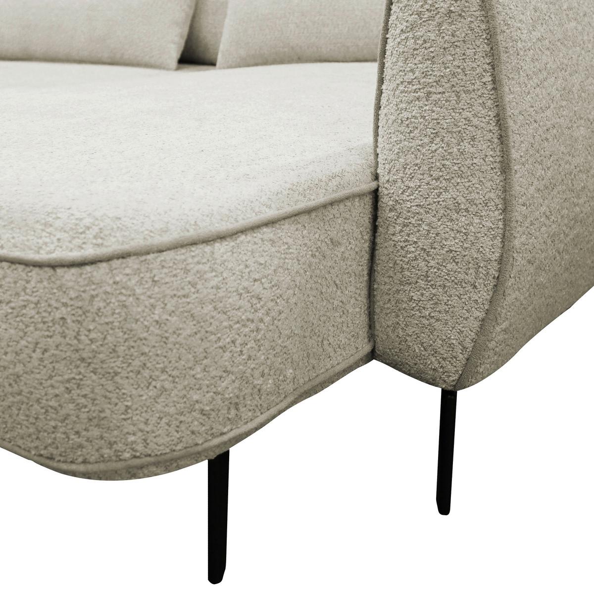 Ecksofa Abriamo Creme 273x204 Cm - Creme/Schwarz, Design, Textil (273/204cm) - MID.YOU