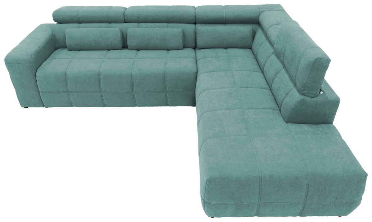 Ecksofa Brandon Kopfteile Verstellbar Mintgrün - Schwarz/Mintgrün, Design, Textil (275/228cm) - MID.YOU
