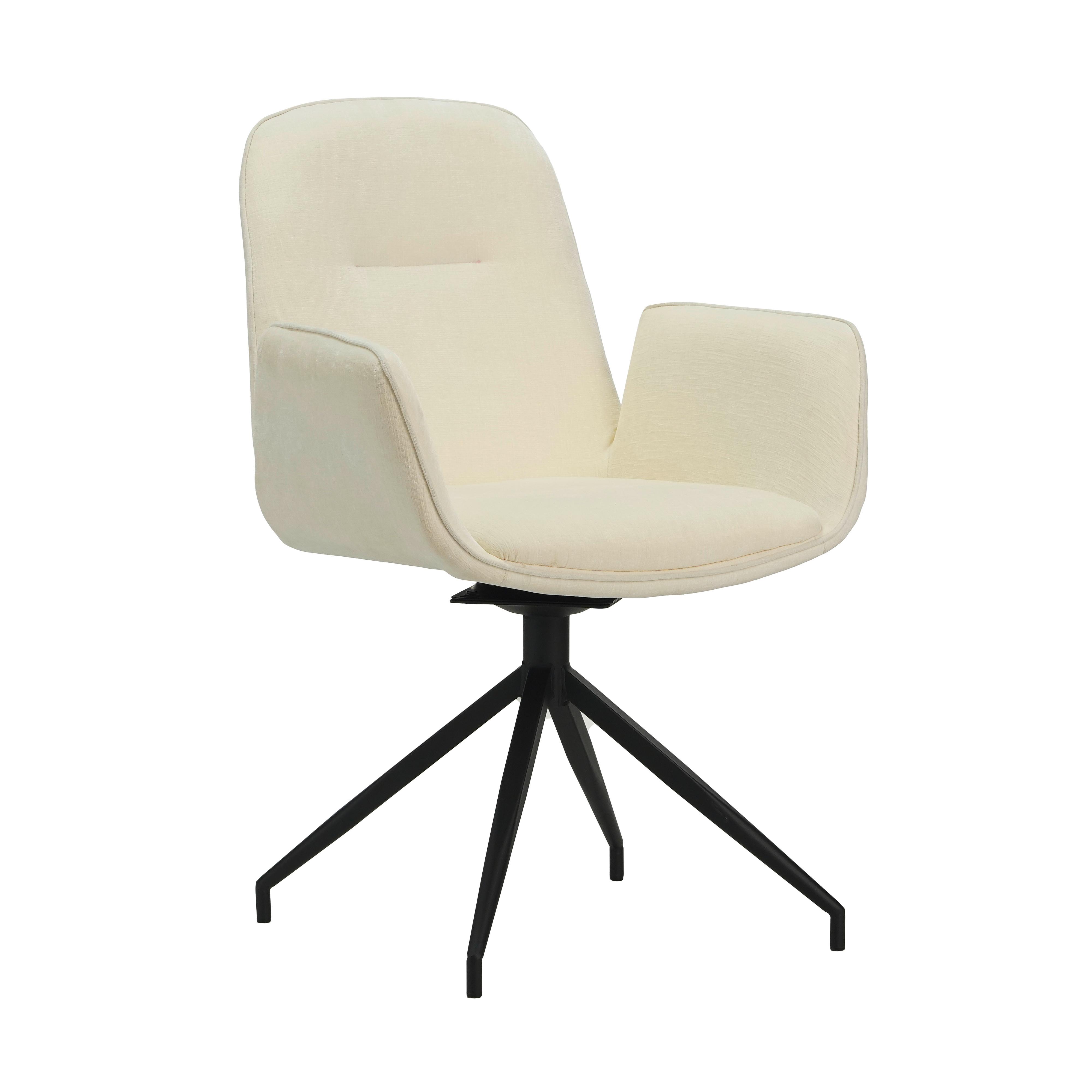 Armlehnstuhl Creme, Weiß, Beige, B: 61 cm - Beige/Creme, MODERN, Textil/Metall (61/89/62cm) - MID.YOU
