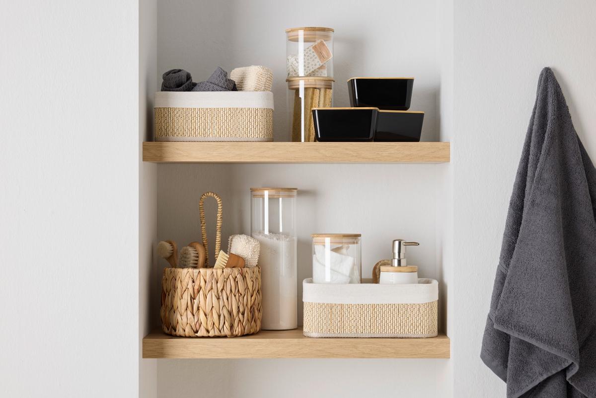 Dóza na potraviny Hedvig, Ø/V: 10/19cm - přírodní barvy, dřevo/sklo (10/19cm) - Zandiara