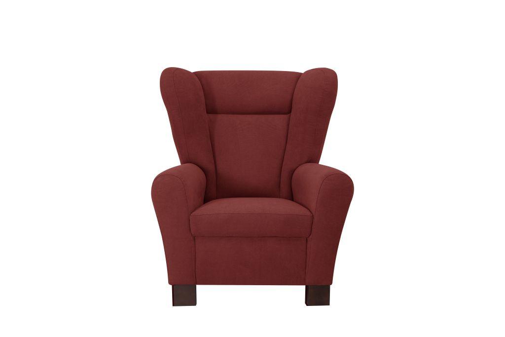 Křeslo ušák CHANDLER, vínově červená - vínově červená/hnědá, Design, dřevo/kompozitní dřevo (95/109/97cm) - Ondega