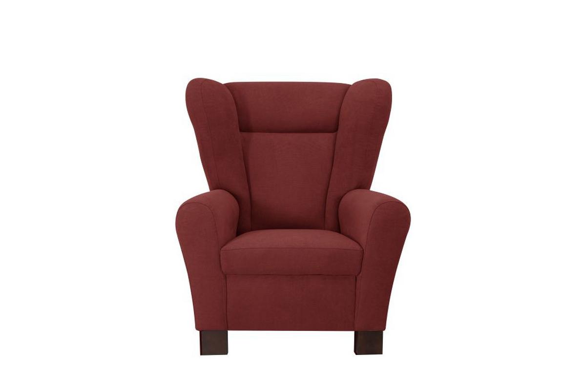 Křeslo ušák CHANDLER, vínově červená - vínově červená/hnědá, Design, dřevo/kompozitní dřevo (95/109/97cm) - Ondega