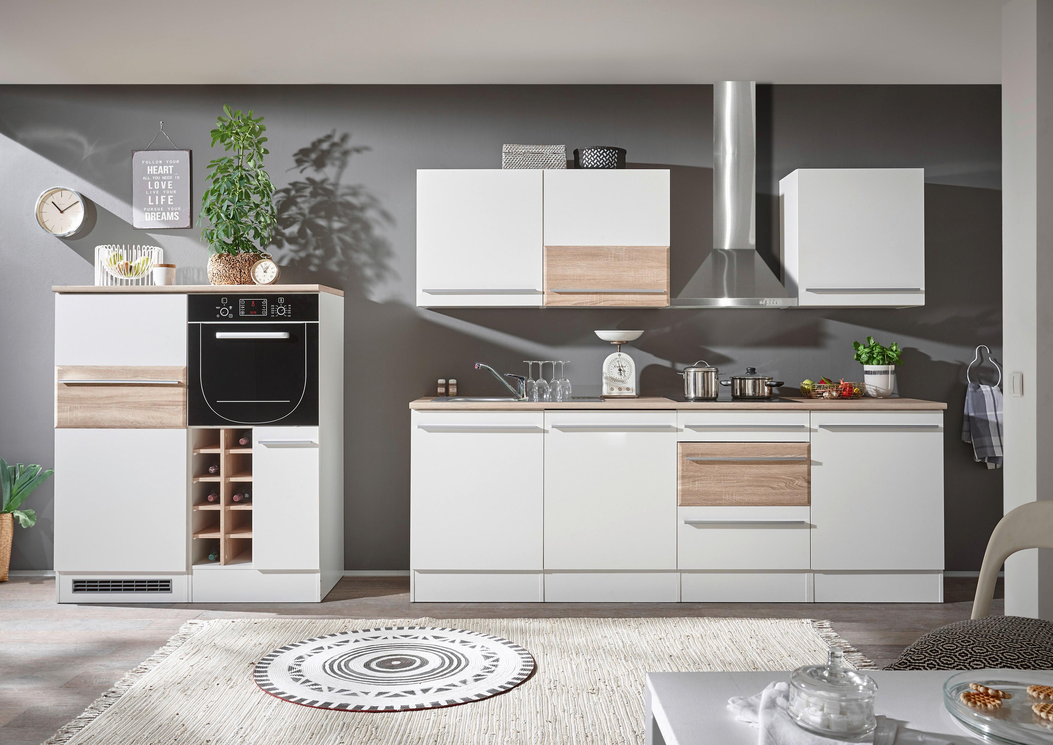 Küchenzeile Welcome O. Geräte 240+120 cm Weiß/Eiche Dekor - Eichefarben/Weiß, Design, Holzwerkstoff (240/120cm) - MID.YOU