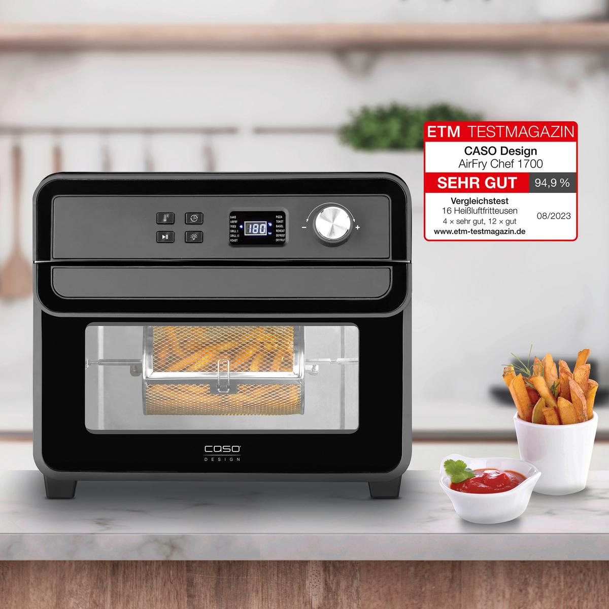 Heißluftfritteuse 3000 - Schwarz, Design, Kunststoff (40,5/35/39cm) - CASO Design
