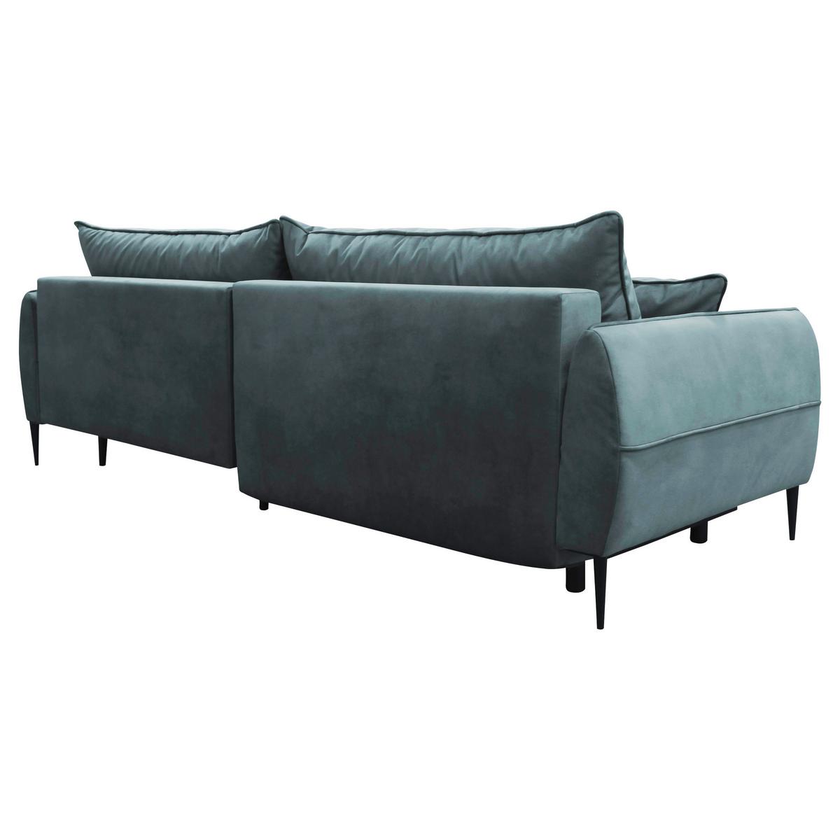 Ecksofa mit Bettkasten Letto 260x189 cm Velours Blau - Blau/Schwarz, Design, Textil (260/189cm) - MID.YOU