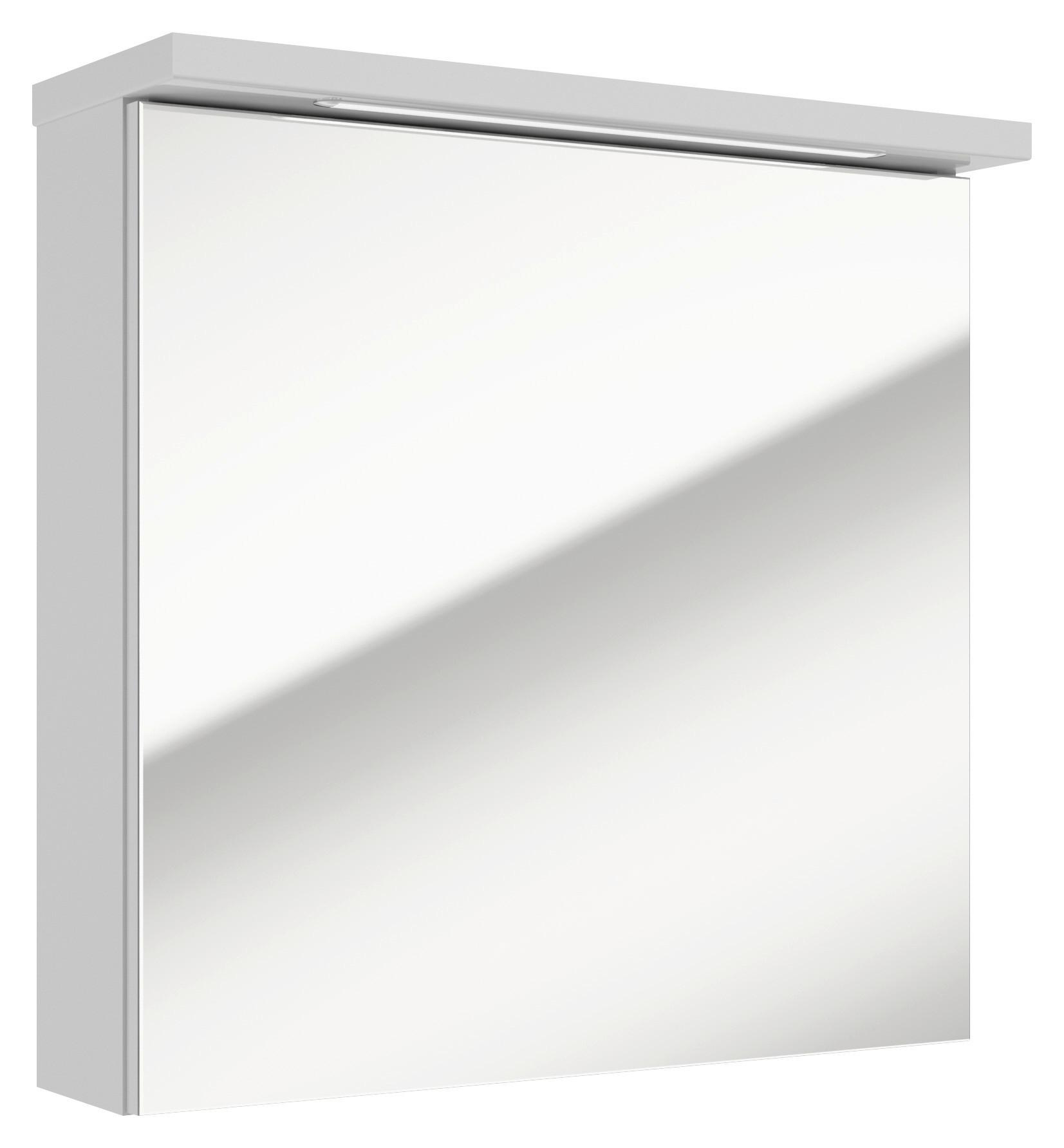 Spiegelschrank Rima mit LED 1 Tür BHT: 61x60x20 cm - Weiß, Basics, Glas/Holzwerkstoff (61/60/20cm) - P & B