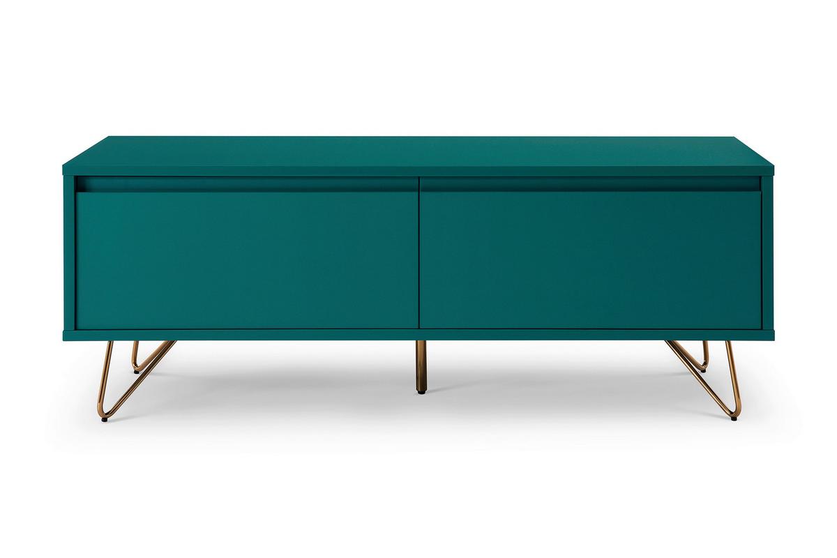 Lowboard Blau B: 120cm - Blau/Messingfarben, Design, Holzwerkstoff (120/45/40cm) - Livetastic