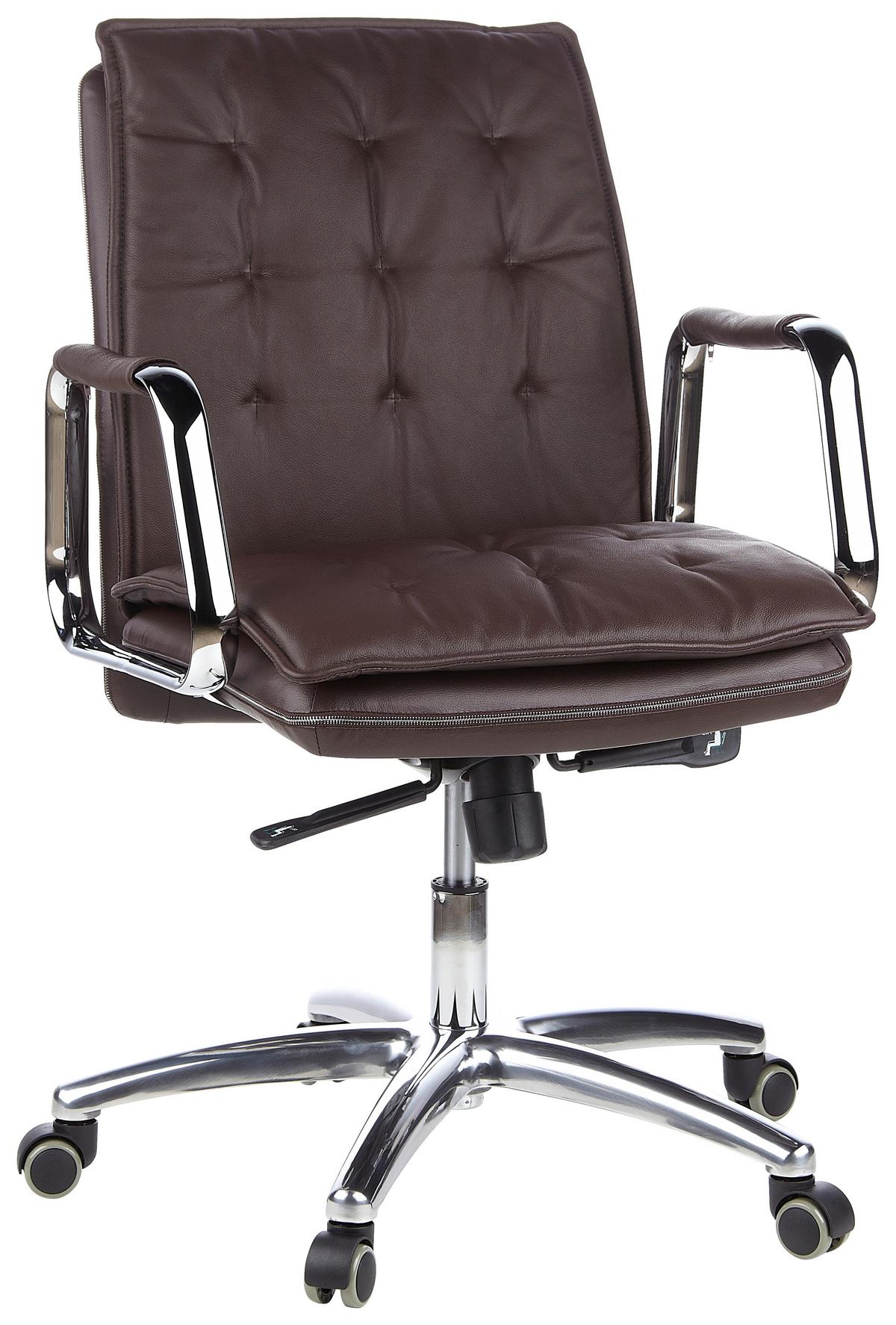 Chefsessel Villa Braun Bis 120 Kg - Silberfarben/Braun, Basics, Leder/Kunststoff (60/109/48cm) - MID.YOU