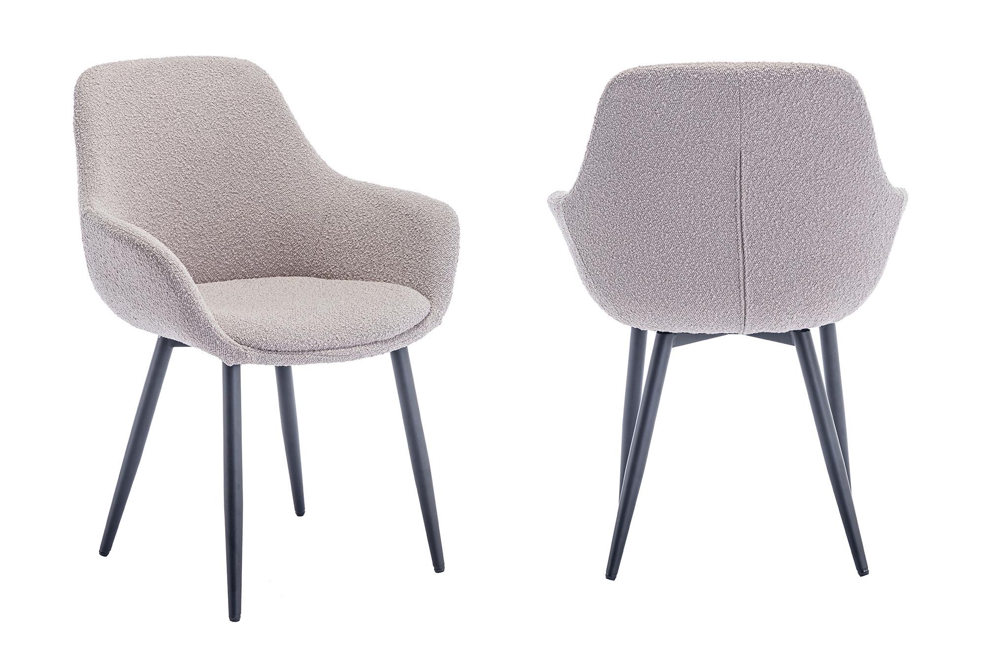 Stuhl-Set Taupe B: 64 cm - Taupe/Schwarz, MODERN, Textil/Metall (64/86/59cm) - Livetastic