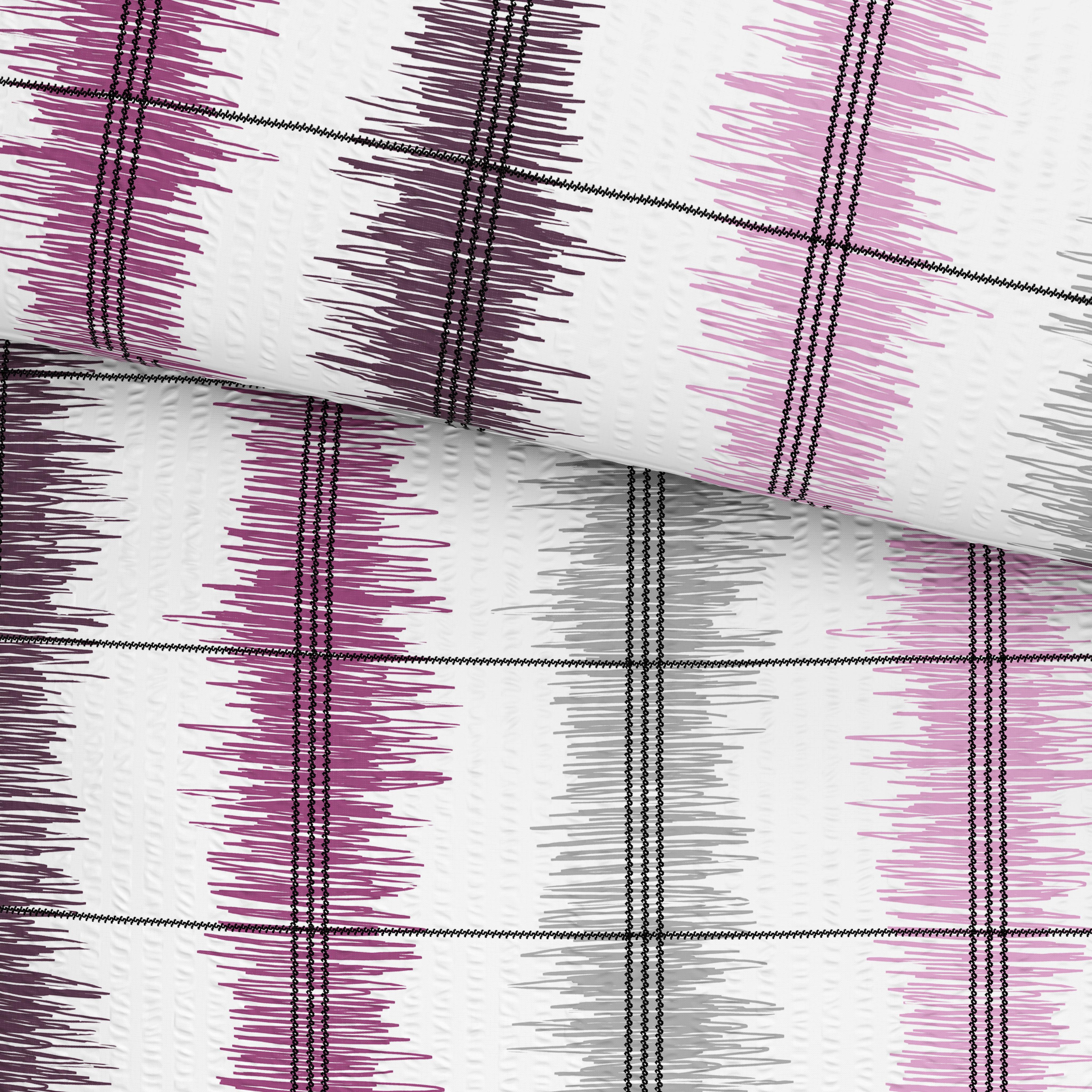 Luca Bessoni Seersucker Bettwäsche 140x200 cm Aurelia Baumwolle Beere