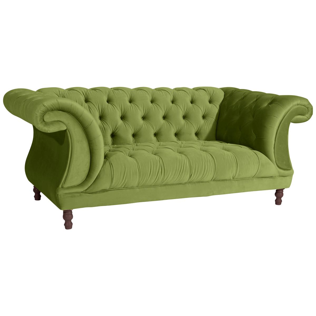 CHESTERFIELD-SOFA IVETTE - Nussbaumfarben/Olivgrün, Design, Textil (200/80/100cm) - Max Winzer