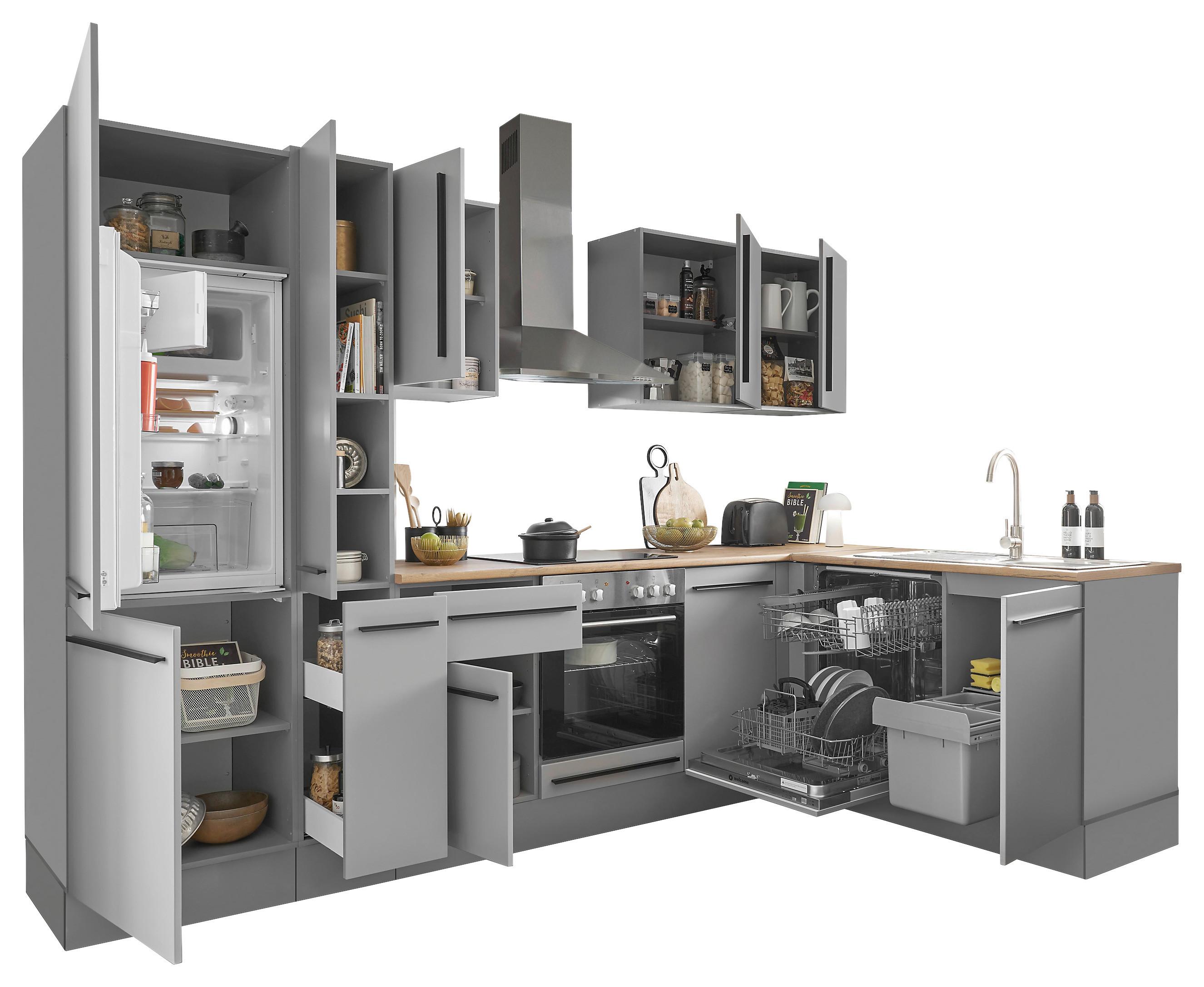 Eckküche Denver Grau/Eiche Dekor 310x175 cm - Eichefarben/Grau, Design, Holzwerkstoff (310/175cm) - MID.YOU