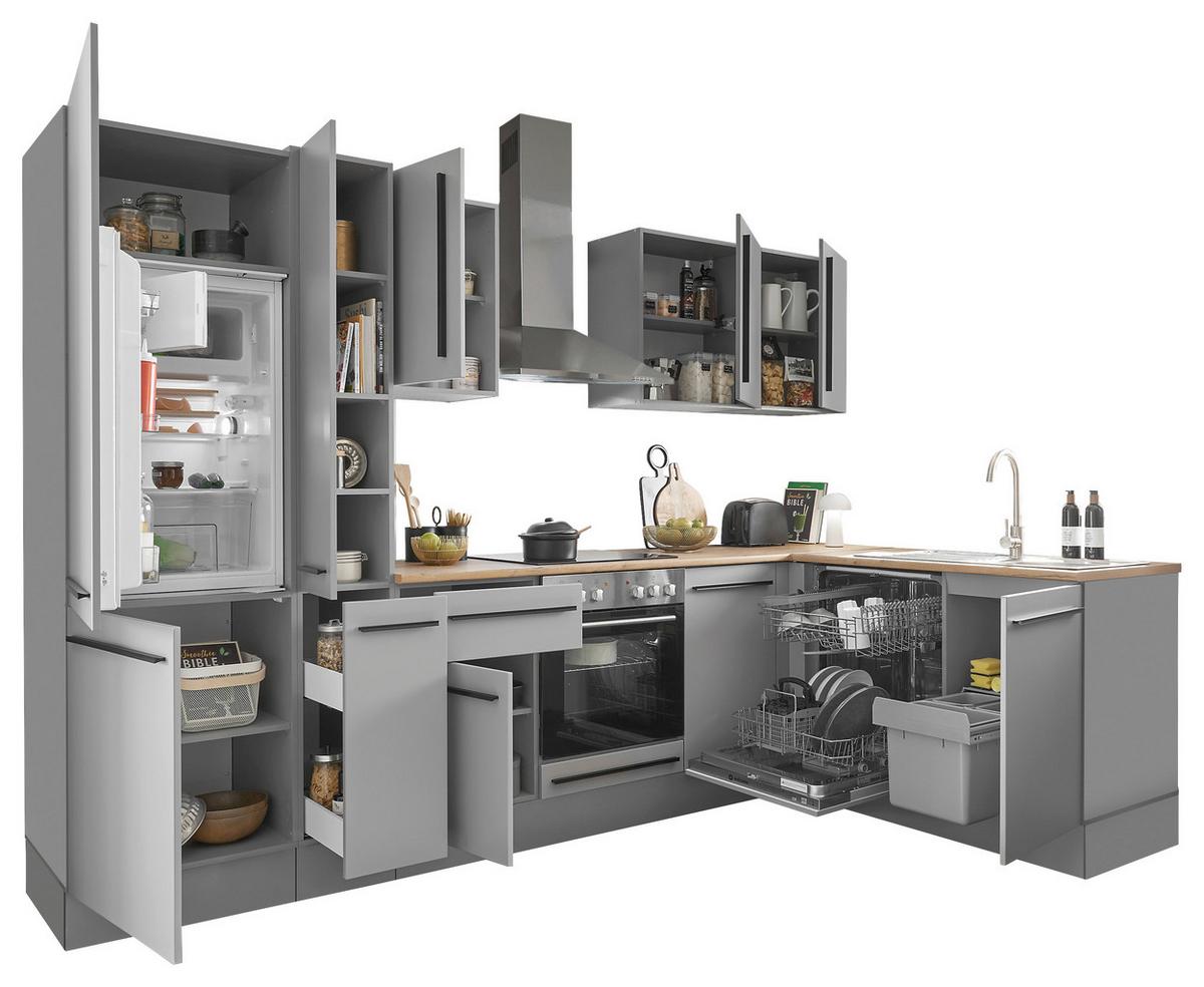 Eckküche Denver Grau/Eiche Dekor 310x175 cm - Eichefarben/Grau, Design, Holzwerkstoff (310/175cm) - MID.YOU