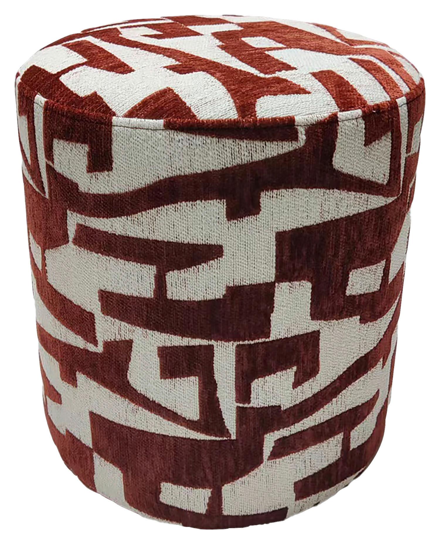 Taburet MARIE, červenohnědá/bílá žinylka - bílá/červenohnědá, Lifestyle, kompozitní dřevo/textil (35/35/40cm) - Mömax