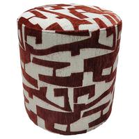 Taburet MARIE, červenohnědá/bílá žinylka - bílá/červenohnědá, Lifestyle, kompozitní dřevo/textil (35/35/40cm) - Mömax