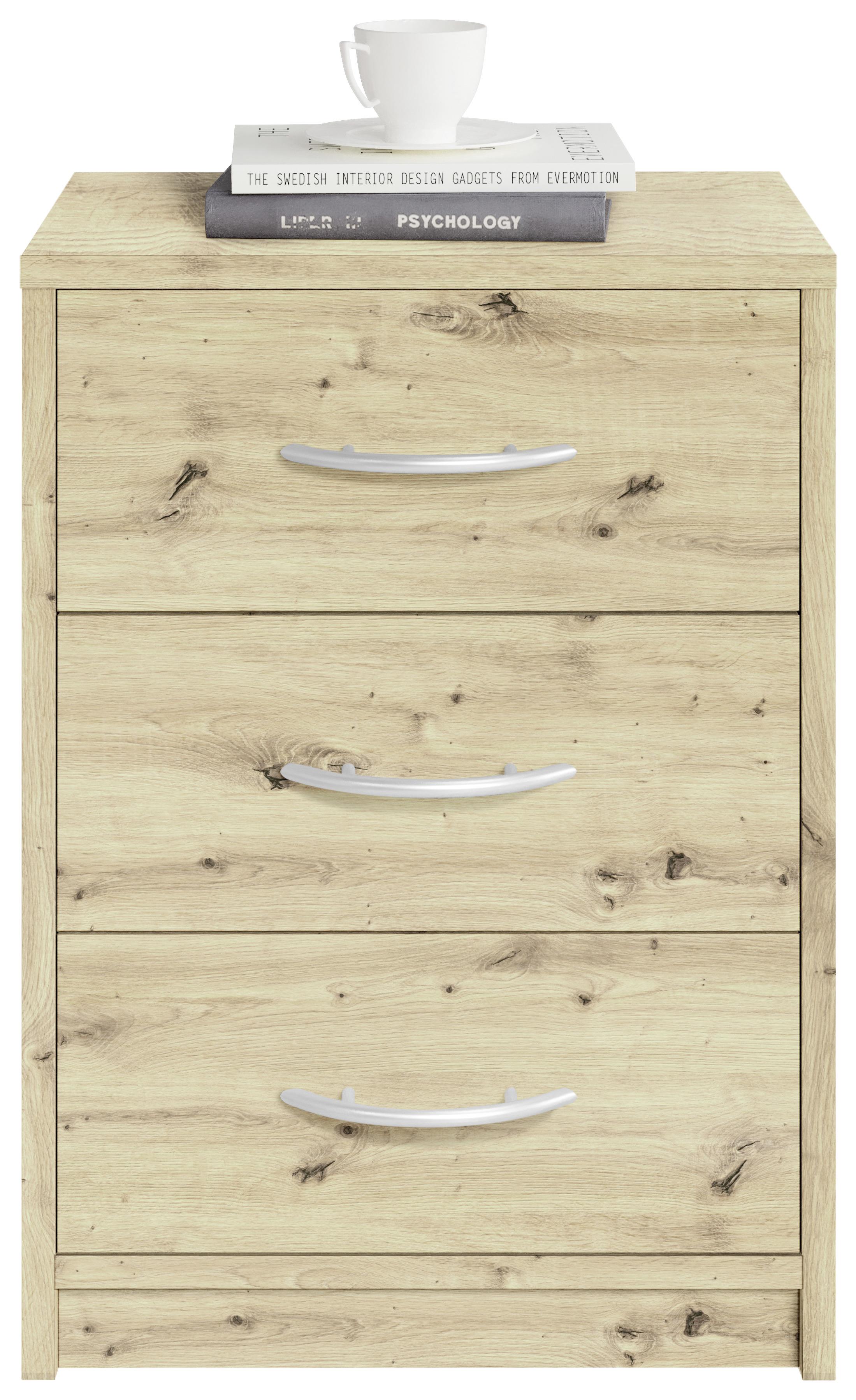 Nachtkästchen Pepe B: 38,5 cm Artisan Eiche - Eichefarben/Schwarz, Basics, Holzwerkstoff (38,5/54/28,2cm) - P & B