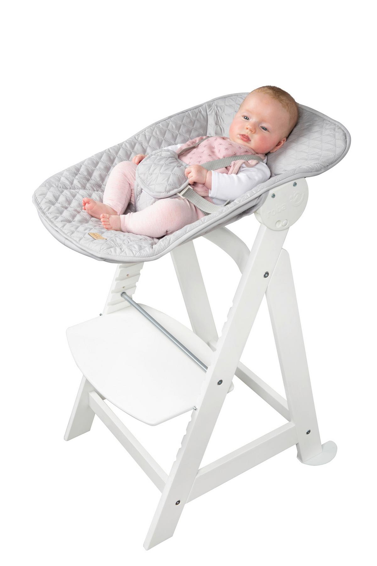 Hochstuhl Weiß/grau Mit Sitz/liegefunktion - Silberfarben/Weiß, Basics, Holzwerkstoff/Textil (52/94/66,5cm) - Roba