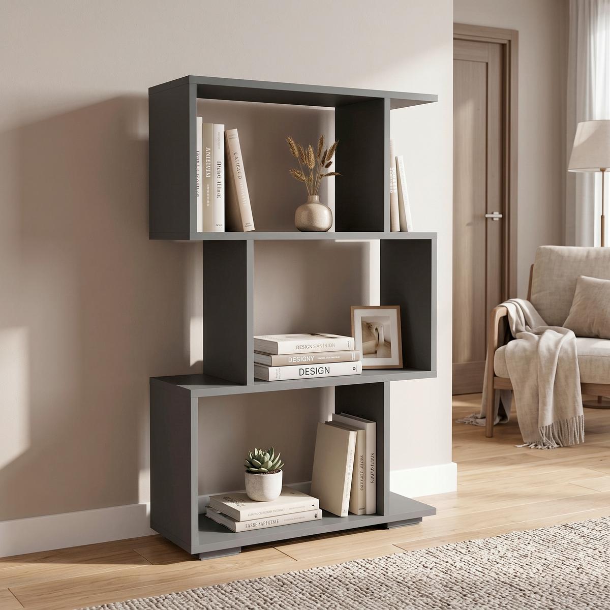 REGAL Palusa Anthrazit B: 60 cm - Anthrazit/Silberfarben, Design, Holzwerkstoff (60/97/24cm) - MID.YOU
