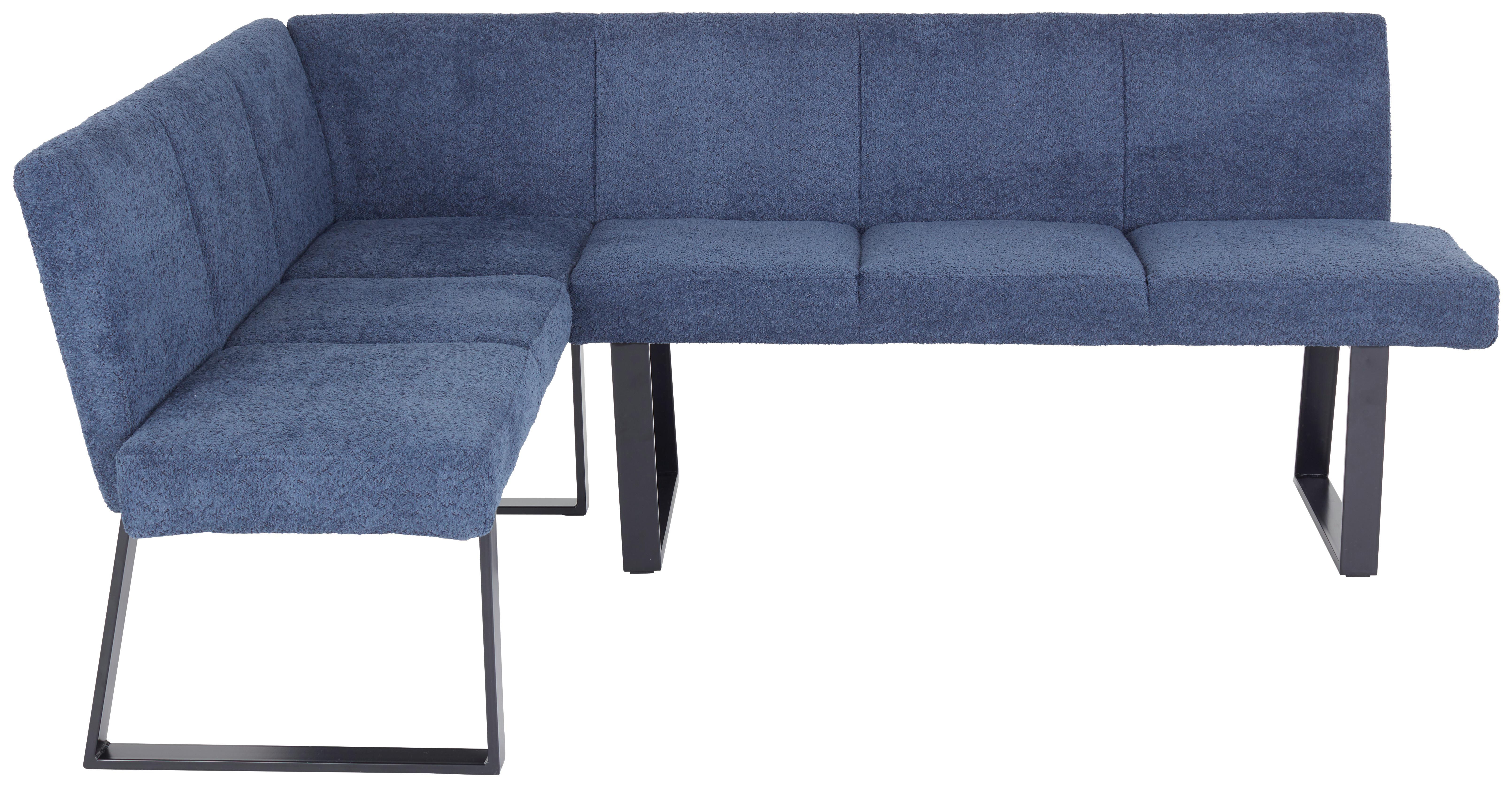 Eckbank Dunkelblau Tampa 160x202 cm - Schwarz/Dunkelblau, MODERN, Textil/Metall (160/202cm) - Livetastic