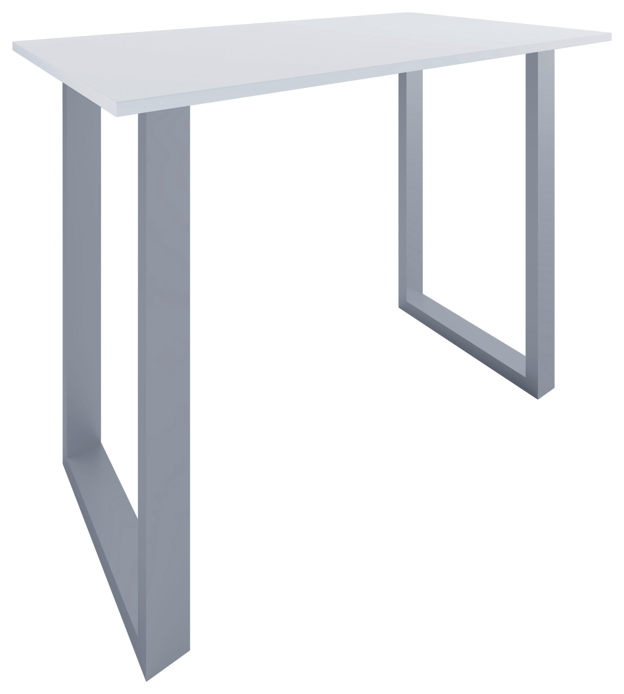 Bartisch Xona B 140x80 - Silberfarben/Weiß, KONVENTIONELL, Holzwerkstoff/Metall (140/102/80cm)