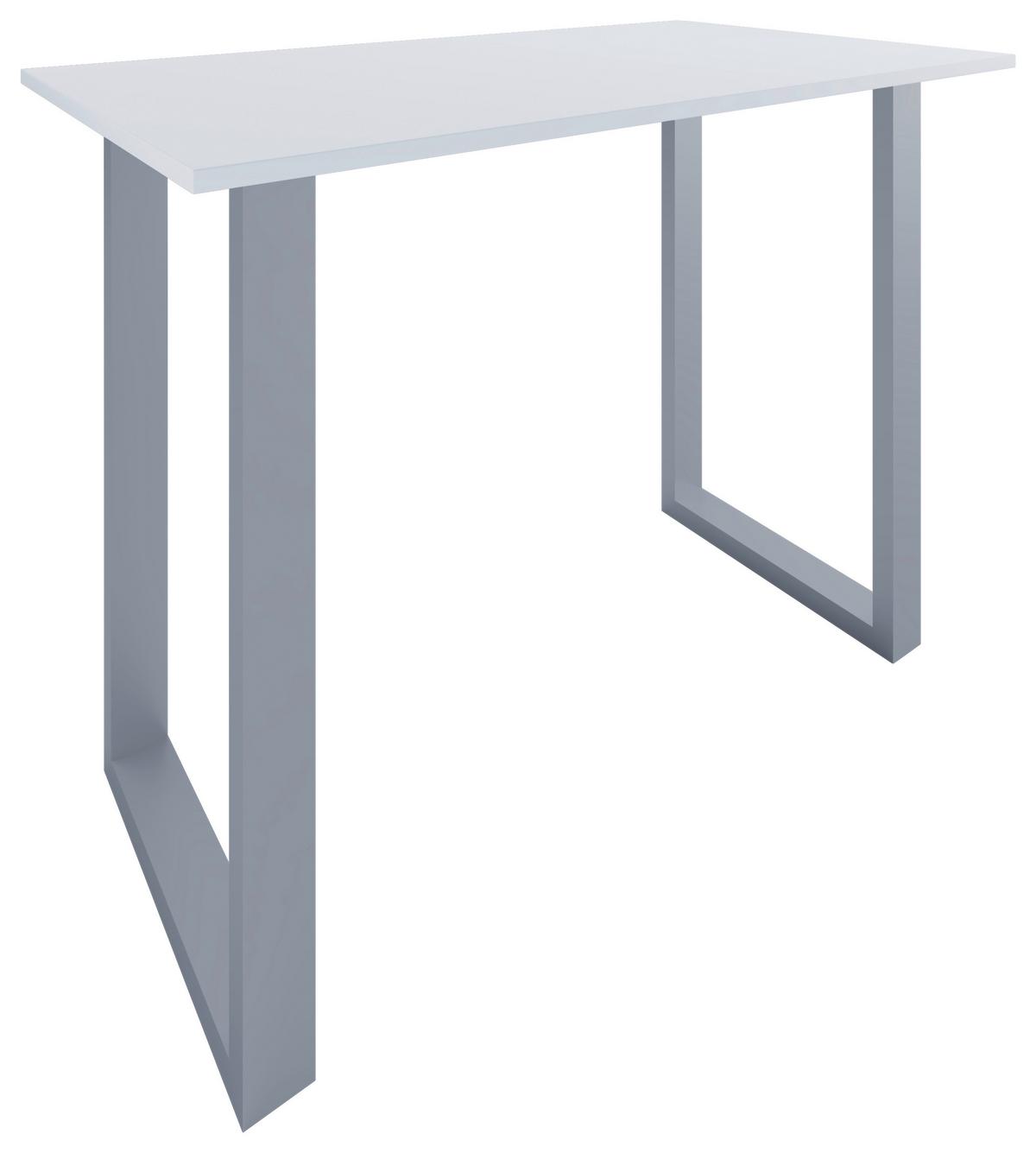 Bartisch Xona B 140x80 - Silberfarben/Weiß, KONVENTIONELL, Holzwerkstoff/Metall (140/102/80cm)